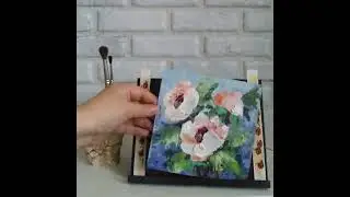 Миниатюрная картина с анемонами. Цветы импасто. #originalpainting #oilpainting #floralartwork