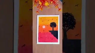 Easy scenery drawing with oil pestal colour,,#shorts #shortvideo #scenerydrawing