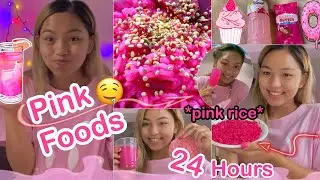 I only ate PINK FOOD FOR 24 HOURS challenge!!!💕