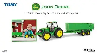 John Deere 1:16 Scale Big Farm Tractor with Wagon Set