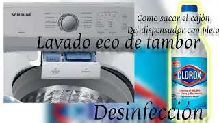 lavado eco de tambor desinfectando lavadora Samsung Clorox para malos olores matando hongos limpieza