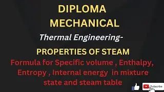Formula for- specific volume, enthalpy, entropy, internal energy in mixture state (liquid + vapour)