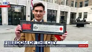 GB News' Tom Harwood reacts to receiving Freedom of the City of London