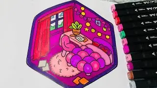 COLOR WITH ME (ASMR)||COZY CORNER USING TOUCH MARKERS✏️💜#adultcoloring #asmr 