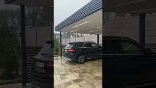 Стильный навес на два авто с плоской кровлей #shorts