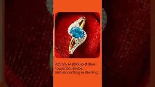 925 Silver 10K Gold Blue Topaz December birthstone Ring in Sterling Silver