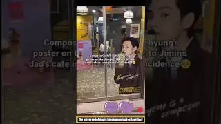 Compose Coffee with Taehyung's poster on the door just next to Jimin's dad's cafe ✨ #jimin #bts #v