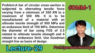 DMM-1,UNIT-2,Lecture-6|| A bar circular cross-section is subjected to alternating tensile force var