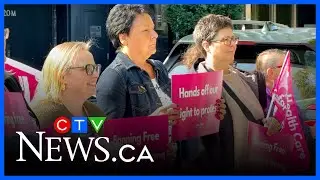 Hospital workers protest proposed &lsquo;bubble zone&rsquo; bylaw
