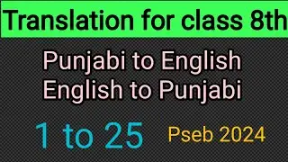 Translation for class 8 pseb / translation English to Punjabi