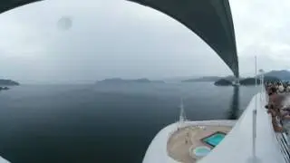 Diamond Princes passing under the Seto-ohashi Bridge Japan