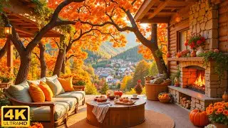 Warm November Autumn Morning The Countryside 🍂 Relaxing Piano & Crackling Fireplace Sounds For Study