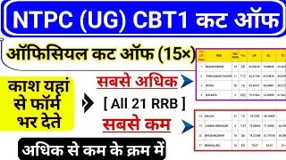 RRB NTPC UG 2024 All 21 RRB wise Cut Off | NTPC UG 2024 CBT 1 All RRB wise Cut Off