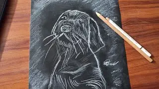 Drawing on black paper first time .