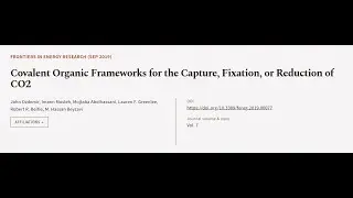 Covalent Organic Frameworks for the Capture, Fixation, or Reduction of CO2 | RTCL.TV