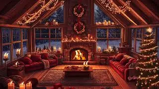 Restful Christmas Evening | Slow Piano Music and Warm Fireplace Ambience