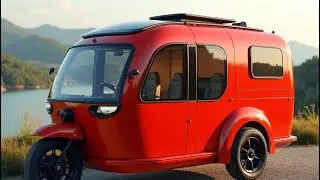 🔴🚐 Red Three-Wheeler RV Camper Tour &ndash; Cozy & Futuristic Living!@TitanMotorsAI 