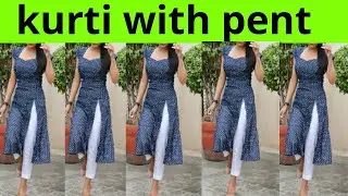 Pant with kurti//pants with kurti design//long kurti with pent//cigarette pant with kurti