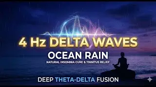 4 Hz Delta Waves with Ocean Rain | Natural Insomnia Cure & Tinnitus Relief | Deep Theta-Delta Fusion