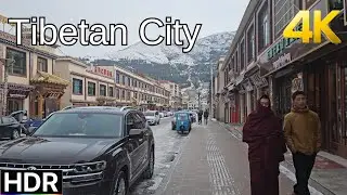 Tibetan City ~ Xiahe Sichuan | 4k China Walking tours