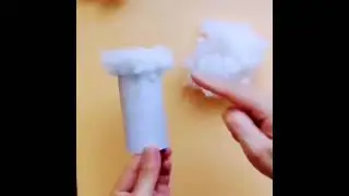 making beautiful sheep with tissue roll and cotton.