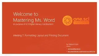 Meeting 7. Formating Layout & Printing Document - Mastering Ms Word