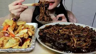 Black Bean Noodles ASMR 짜장면 먹방  ジャージャー麺 咀嚼音 Jjajangmyeon Mukbang eating sounds