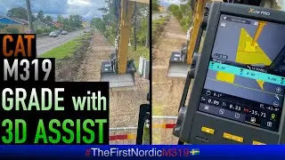 Cat M319 Ripping asphalt & Grading with 3D Assist #caterpillar #rototilt #tiltrotator #excavator