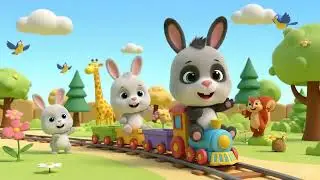 Panda Train Ride 🚆🐰 | Fun Garden Animals Song