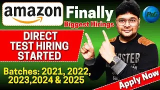 Finally 2 Biggest Hiring Started | Direct Test Hiring | Freshers & EXP | Amazon & P&G