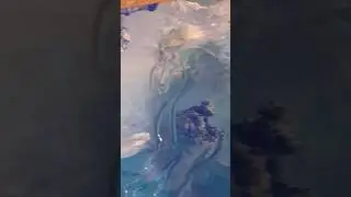 S3 How to intentionally pour acrylic paint to create a white stallion galloping in the sea #fluidart