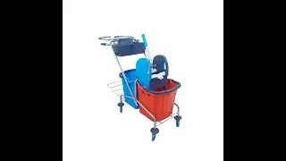 🤩👍Aviva Pro 60 verchromter Reinigungswagen 2x25 l mit M&uuml;llsackhalterung, Ablagekorb &Profi Presse 🤩👍