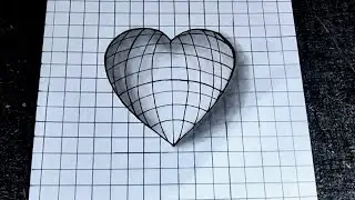 How to draw Heart❤️ 3D illusion for beginners || 3D drawing tutorial ||easy drawing #drawing #3D