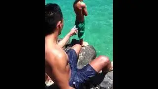 Jumping off waimea rock