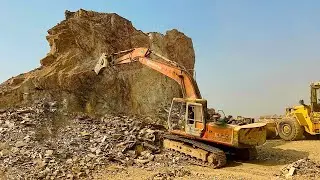 Powerful Excavator Breaking Massive Rocks on a Mountain Site | Extreme Work #HeavyEquipment #Mining 