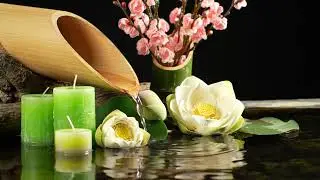 Relaxing Zen Chime Flow Bamboo Water Flow and Candle Glow with Wind Harmony for Stress Relief & Deep