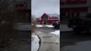 Tim Horton&rsquo;s near me #toronto #travel #eastyork #sky #tree #clouds #snow #timhortons
