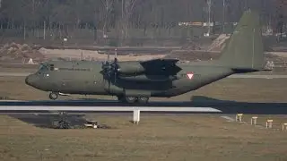 Landing Austrian Air Force Lockheed C-130K Hercules at Eindhoven Air Base