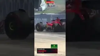 Charles Leclerc crashes during the formation lap