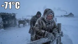 A Husband and Wife Check Their Animals at &ndash;71&deg;C  Morning in a Siberian Village