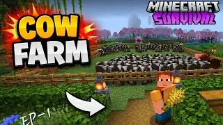 Making a Simple Cow Farm in Minecraft Survival | Easy Food Farm Ep-1