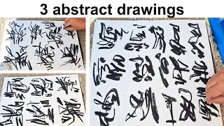 3 charcoal drawings / Between abstract calligraphy and nature studies