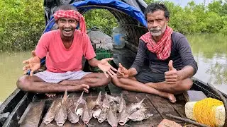 প্রচন্ড ঝড় বৃষ্টির মধ্যে মাতলা নদীতে বরশি দিয়ে মাছ ধরলাম matla river fishing!!! Part-2