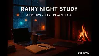 4H Rainy Night Fireplace Lofi – Late Night Study & Homework 🌧️🔥