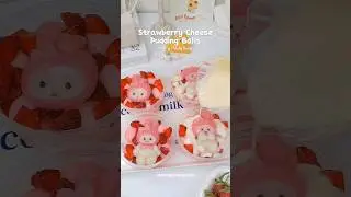 Strawberry Cheese Pudding Balls with MyMelody Dango🍓🎀 @d.briga_homecafe #homecafe #aestheic #pudding