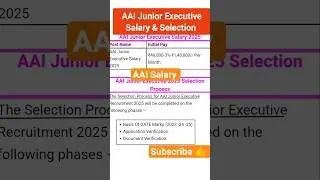 AAI Junior Executive Salary& Selection process. || Pathshala Jobs ||  #aai #newvacancy #sarkarijob