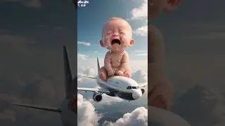 The cute baby wreaks havoc in the city and then flies away #ai #cartoon #banana