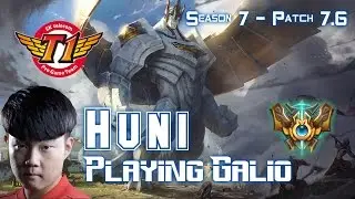 SKT T1 Huni GALIO vs ZED Mid - Patch 7.6 KR Ranked