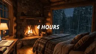 🔥Peaceful Cabin Night with Rain & Fireplace | Fall Asleep Naturally