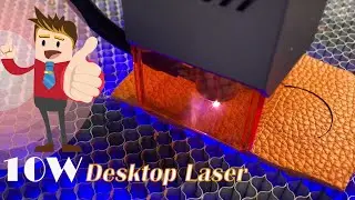 desktop 10w blue diode laser cutting test for leather
